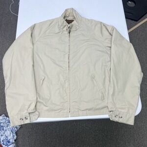 English Squire Harrington Jacket Mens 46-L Tan Faux Fur Lined Full‎ Zip Vintage